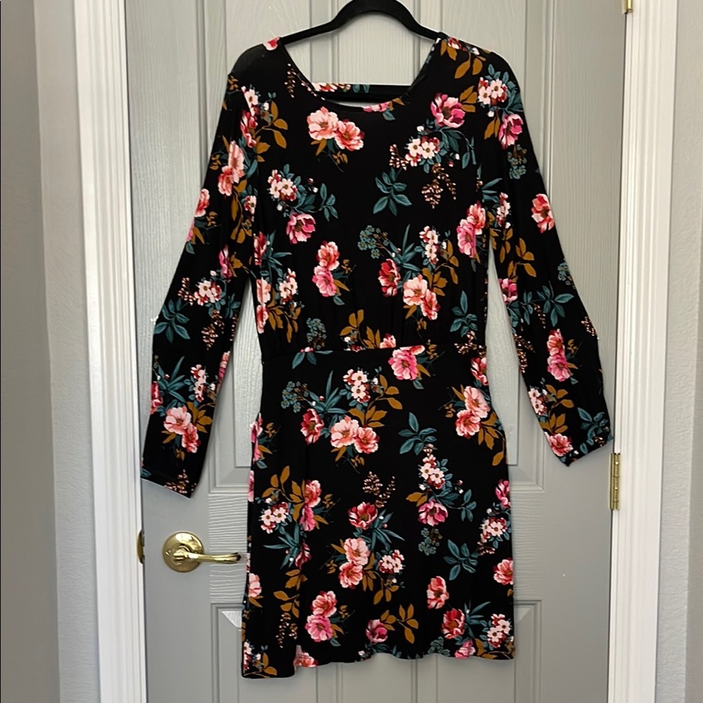LOFT Pink and Orange Sheath Dress with Square Neck